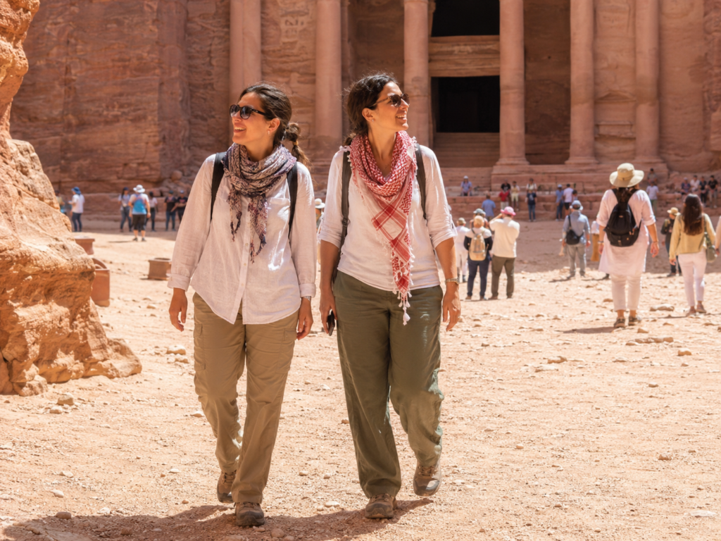 what do female tourists wear in Petra