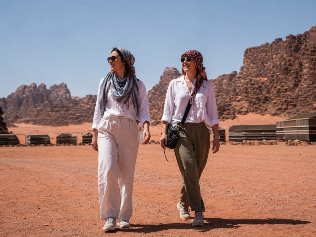 what do female tourists wear in Wadi rum