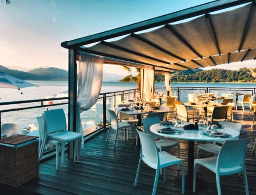Demo Terrace Restaurant Abdoun – covered terrace at sunset (demo listing)